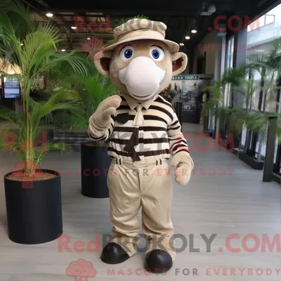Produktbild von Beiges REDBROKOLY Zebra-Maskottchenkostüm mit Overall und Hut