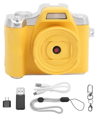 Immagine prodotto di Fotocamera digitale per adolescenti e studenti, 48 MP, autofocus HD, portachiavi in stile retrò con schermo TFT da 1,54 pollici, fotografia, giallo