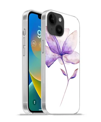 Produktbild von MuchoWow® Handyhülle Schutzhülle Hülle für Apple iPhone 14 - Softcase Blumen - Aquarell - Lila Silikon Softcase Handy Hülle - Mobiltelefonhülle