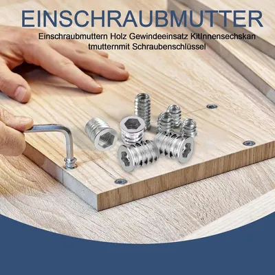 Schraubmuttern Set von 50 Stück, M8 x 25 mm, Innen-Sechskantmuttern für Holz und Stahl, einschließlich Schraubenschlüssel