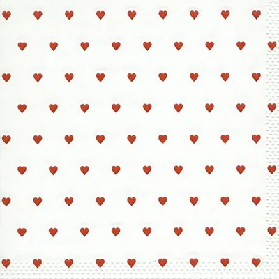 Produktbild von 16 Servietten geprägt Moments Petits coeurs red - Kleine Herzen rot 33x33cm