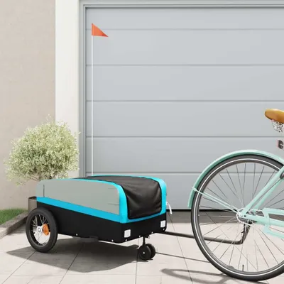 Productafbeelding van Maison Exclusive - Fietsaanhanger, zwart en blauw, 30 kg, staal