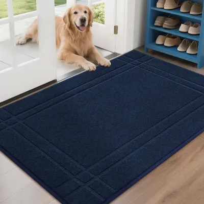 Immagine prodotto di Tappetino antiscivolo per interni, lavabile, blu navy, 80 x 120 cm, in poliestere