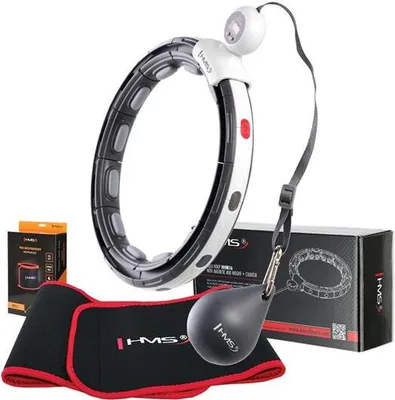 Produktbild von Hula Hop Magnetic Schwarz Set Hhm15 Mit Hms-Zähler + Schlankgürtel Br163 Rot