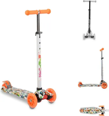 Produktbild von Byox Kinderroller Scooter Rapture aus Alu, Wassertransferdruck, PolyurethanLeuchträder orange