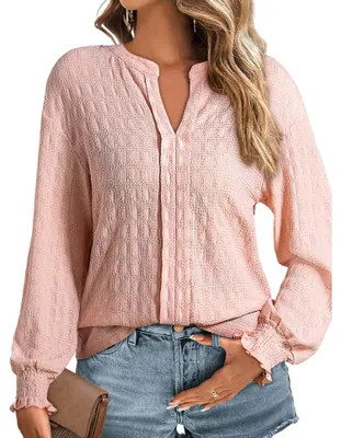 Productafbeelding van Damen langarm blouse, knoopsluiting, casual, roze, maat M