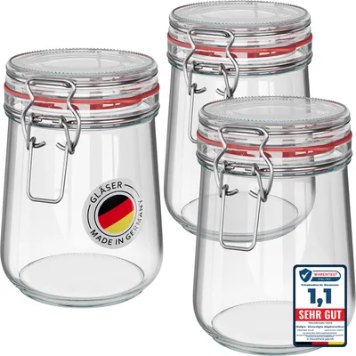 Produktbild von WELLGRO Einmachgläser mit Bügelverschluss rund 800ml - Vorratsgläser