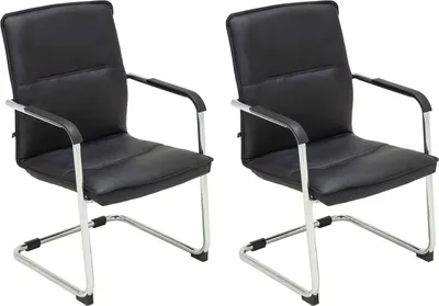 Produktbild von TPFLiving 2er Set Besucherstuhl Sean Kunstleder Gestell Metall in Chromoptik schwarz