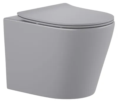 Produktbild von Wand-WC Set Nakia Tiefspüler ohne Spülrand kurz hellgrau matt mit WC-Sitz 1281399