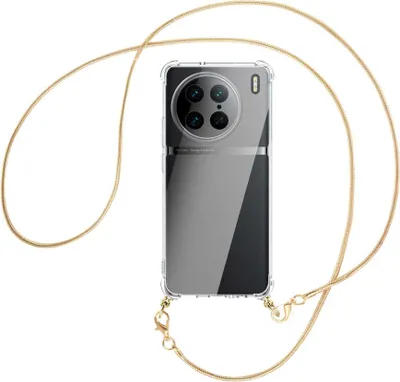 Produktbild von Handykette Backcover-Schutzhülle mit Band (Metall goldfarben) für vivo X90 Pro (V2242A, 6.78'') - goldfarbene Snake-Kette