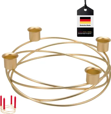 Produktbild von bremermann Kerzenhalter – Kranzform, für Stabkerzen / Tafelkerzen, Kerzenständer gold