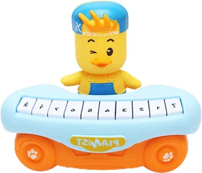 Immagine prodotto di Pianoforte giocattolo per bambini - Tastiera musicale per bambini - Apprendimento musicale - Luci interattive - 19 x 13 x 16,5 cm - Giallo anatra