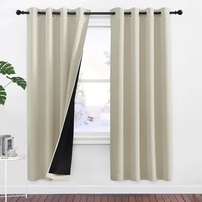 Verdunkelungsvorhang 2er-Set 140x175 cm beige Polyester