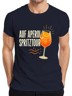 Zdjęcie produktu dla Koszulka męska, granatowa, rozmiar S, idealna na letnie spotkania, imprezy z przyjaciółkami, wieczory z Aperolem Spritz, imprezy panieńskie i spotkania w gronie przyjaciół
