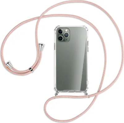 Produktbild von Handykette Backcover-Schutzhülle mit Band (Metall silberfarben) für Apple iPhone 11 Pro - neongelb