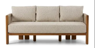 Immagine prodotto di Divano da giardino a 3 posti, moderno, beige, con cuscini, elegante e confortevole