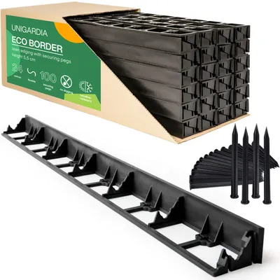 Productafbeelding van Flexibele kunststof gazonrand 24 m, hoogte 55 mm, inclusief 100 grondpennen