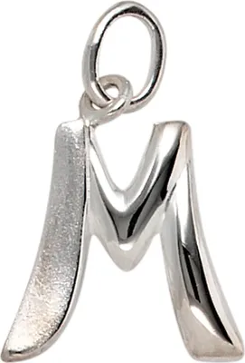 Produktbild von Anhänger Buchstabe M aus echtem 925 Silber glänzend teilmattiert Uni