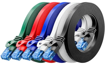 Produktbild von deleyCON 0,5m CAT6 Flaches Netzwerkkabel RJ45 1000 Mbit, 5 Stück - Bunt