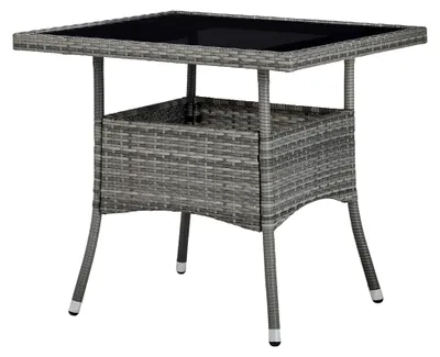 Produktbild von Garten-Esstisch Grau Rattan und Glas