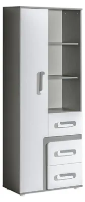 Produktbild von Jugendzimmer - Schrank Oskar 04, Farbe: Anthrazit / Weiß - 192 x 75 x 40 cm (H x B x T)