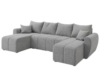 Produktbild von Ecksofa MOKA U mit Schlaffunktion, Sofa mit Bettkasten, Wohnzimmersofa, Couch, Bettsofa, Couchgarnitur – Hellgrau Sawana 21