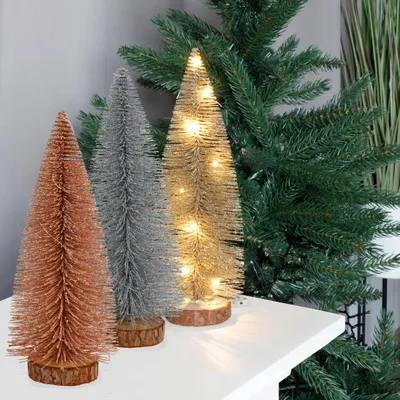 Produktbild von Deko-Tannenbaum mit Glitzer und 10 LEDs 30cm Warmweiß
