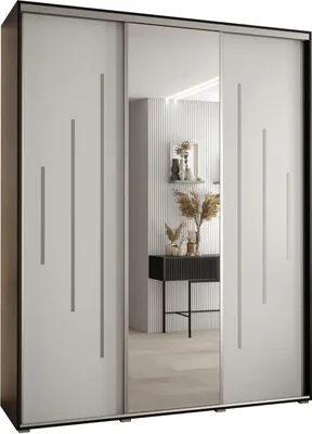 Produktbild von MEBLE KRYSPOL Davos 13 Schrank, drei Türen - 235,2x200x45 cm - Schwarz Weiß Silber
