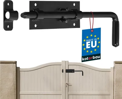 Immagine prodotto di KOTARBAU® Chiavistello per Porta Acciaio Zincato e verniciato a polvere 320mm Nero Catenaccio per Cancelli Manico in Gomma Montaggio Sinistra Destra