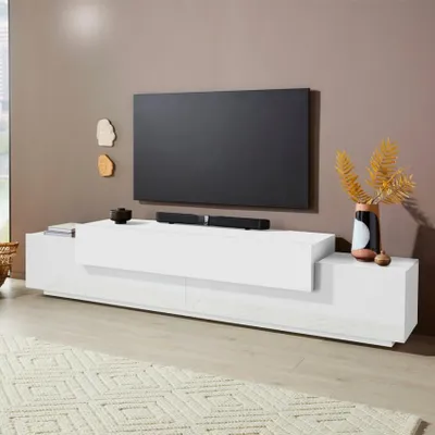 Produktbild von Modernes Design TV-Board 240cm weiß 4 Fächer und 3 Türen Corona Low Bial