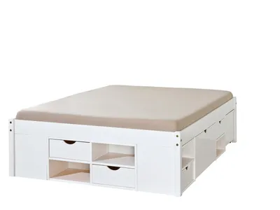 Produktbild von Inter Link Funktionsbett Till mit Lattenrost 140x190 Kiefer massiv weiss lackiert