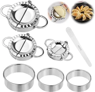 Produktbild von Famanu Ravioli-Set 7-teilig – Edelstahl Dumplingformer und Teigausstecher