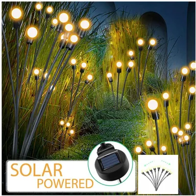 Produktbild von 2 Stück Solar Gartenleuchten Outdoor,8 LED Solar Glühwürmchen Licht, Wasserdichtes Solar lichterkette außen,für Garten,Terrasse,dekorative