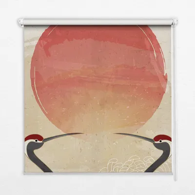 Produktbild von Seitenzug-Rollo Fensterrollo Jalousie - Thermo-Rollo Verdunkelungsrollo - 150x240 cm - Kraniche bei Sonnenuntergang