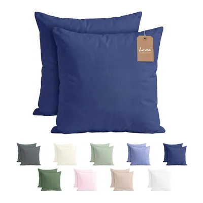 Zdjęcie produktu dla Zestaw 2 poszewek na poduszki Lavea® - 65x65 - granatowy