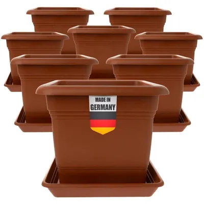 Obrázek produktu pro Velká sada 8 plastových terakotových květináčů pro venkovní použití