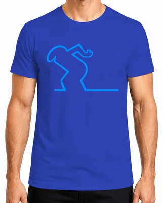 Imagen del producto de Camiseta para hombre, diseño "Linea Strichmännchen Balum Osvaldo Kult", estilo dibujo animado Cavandoli, color azul, talla L