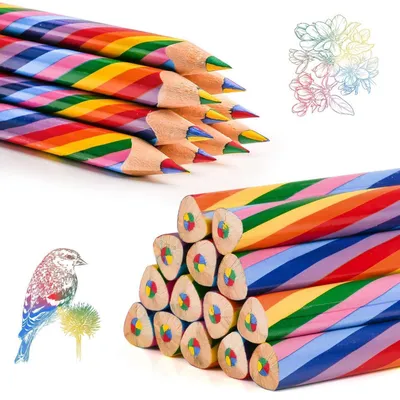 Produktbild von Regenbogenstifte 24 Stück Dreikant Buntstifte Set für Kinder Zeichnung Schule Büro