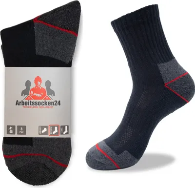 Produktbild von 12 Paar halbkurze Quarter Arbeitssocken24® in Schwarz in Größe 43-46 - Mit SilverPlus Technologie,