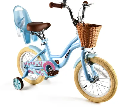 Produktbild von Kinderfahrrad 12–16 Zoll, Korb, Puppensitz & Stützräder 1 Gang, für ca. 3–5 Jahre, 91–119 cm
