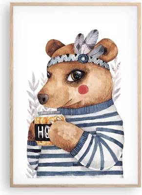 Produktbild von Gerahmtes Poster - Rahmen in heller Eiche - Anthropomorphisierung Bär Kinder - 70x100 cm - Wand Bild - Wanddeko - Wandbilder - Kunstposter - Wandposter - Bilderrahmen - Bilder - P2NPA70x100-4367