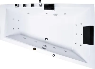 Produktbild von Caribia LUXUS Whirlpool Badewanne Diagool Basic / 170x125 Rechts - 16 Massagedüsen, 7 Stufen-LED, Armaturset mit Wasserfall | Spa 2 Personen