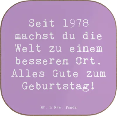 Produktbild von Mr. & Mrs. Panda Tischuntersetzer Spruch 1978 Geburtstag - Lavendeltraum - Geschenk, Getränkeuntersetzer, Untersetzer Gläser, Coaster, Alter, Geburtstagsgeschenk, für