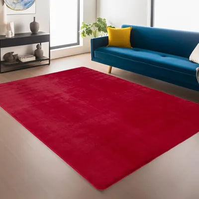 Image de Ayyildiz | Tapis Plush Joy - 160 cm x 220 cm - Rouge - Ultra Doux - Antidérapant - Élégant