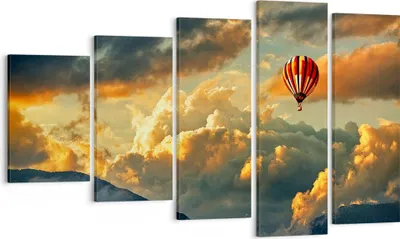 Produktbild von Bild auf Leinwand - Leinwandbild - Wolken Ballon Flug - 100x60cm - Wand Bild - Wanddeko - Leinwanddruck - Bilder - Kunstdruck - Wanddekoration - Leinwand bilder - Wandkunst - EG100x60-3791