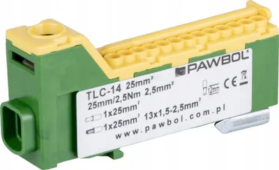 Zdjęcie produktu dla Listwa zaciskowa bezgwintowa zielono - żółta LZB 14/ZŻ Pawbol E.4136ZŻ