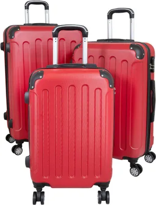 Produktbild von ABS Hartschalen Koffer Set M,L,XL Gepäck Trolley aufrecht rollbar Gronau Rot
