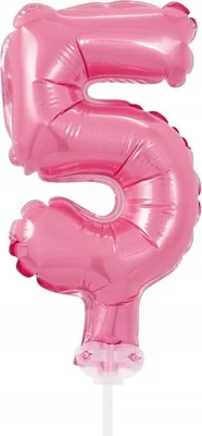 Produktbild von Folienballon für Torte, Zahl 5, rosa, 1 Stk.