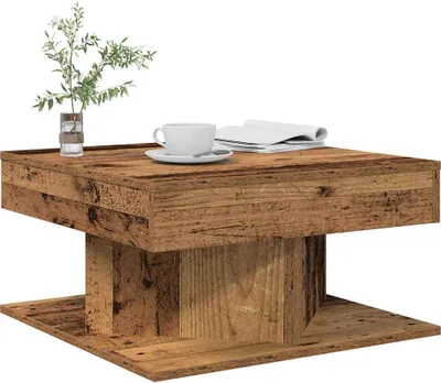 Zdjęcie produktu dla Maison Exclusive – stolik kawowy imitujący stare drewno 55 x 55 x 30 cm Materiał drewnopochodny