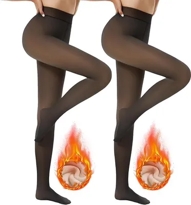 Produktbild von 2er Pack Thermo Strumpfhose Damen Winter Gefütterte Thermostrumpfhose Fleece Warme Dicke Gefälschte Durchscheinend Pantyhose Thermoleggings